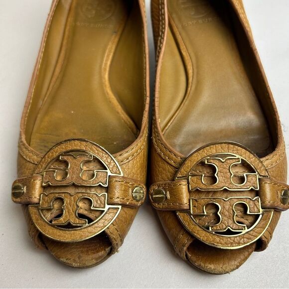 Tory Burch Brown wedge heeled sandals leather shoes 6.5 - Picture 2 of 5
